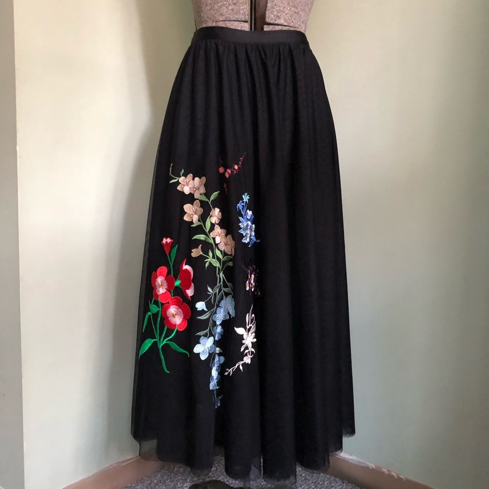 Tea length embroidered skirt